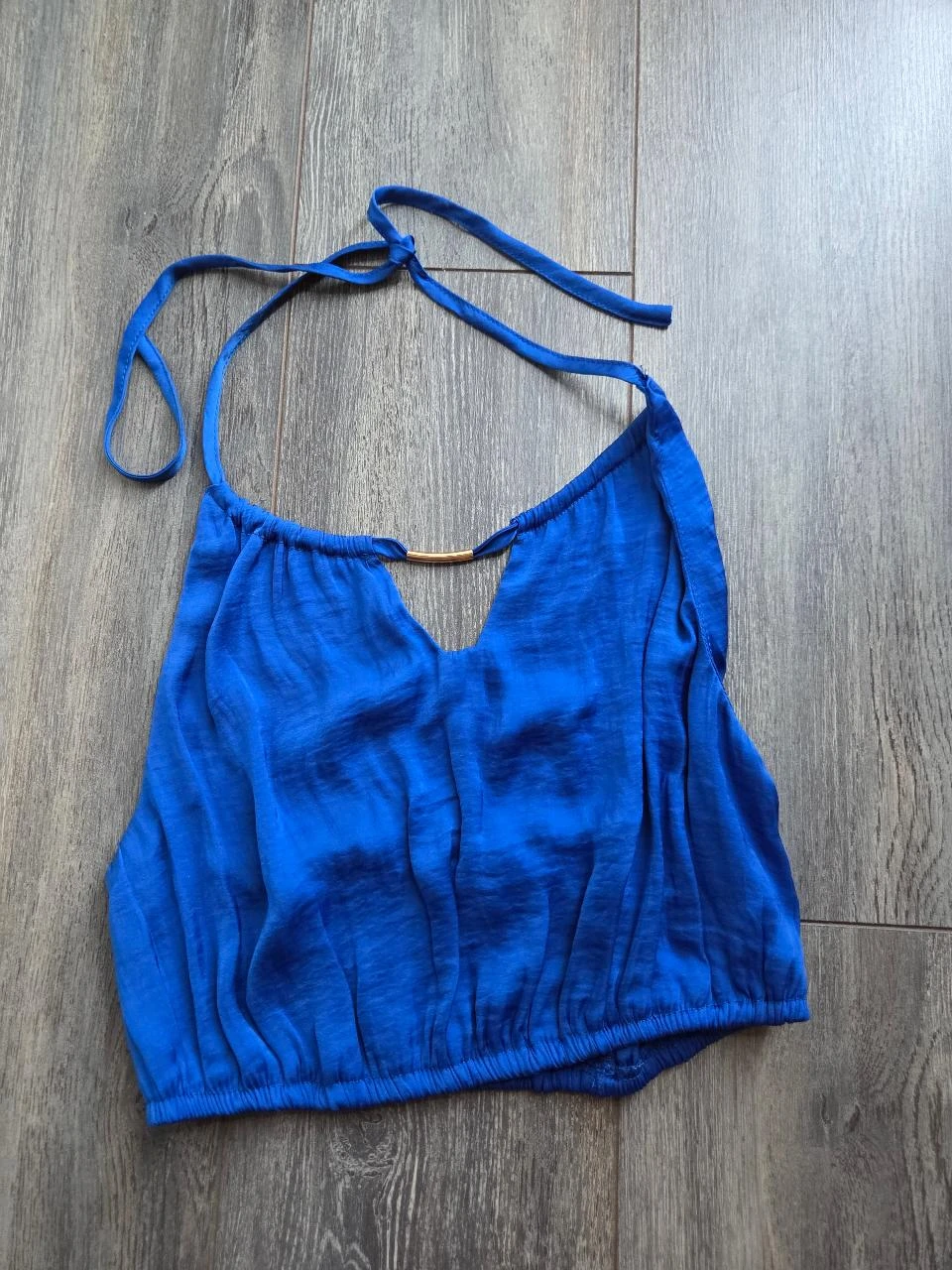 Cobalt Blue ETAM Short Backless Top • Gold Ring • Size XS • New – photo 3